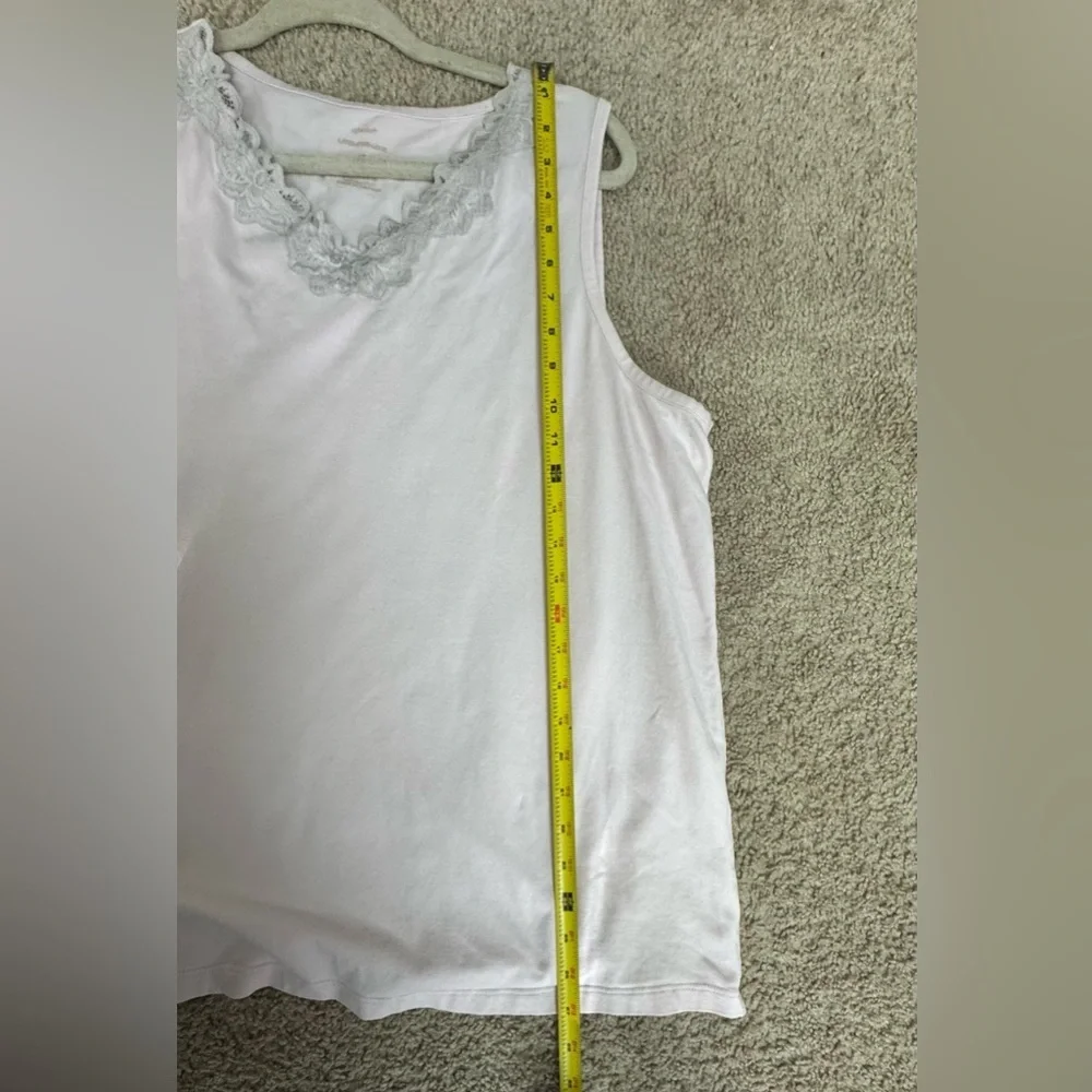 CJ Banks Light Pink Sleeveless Lace-Trim V-Neck Top | Size 1X - Picture 4 of 5